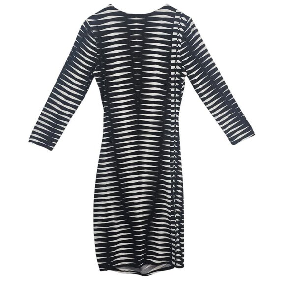 Josie Natori Womens Small Black White Abstract 3/4 Sleeve Dress - Picture 3 of 11